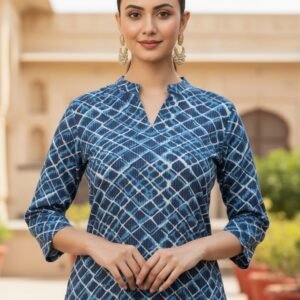 Pure cotton ikat print kurta-pant set