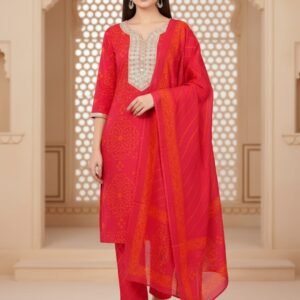 Bandhej zari work suit set